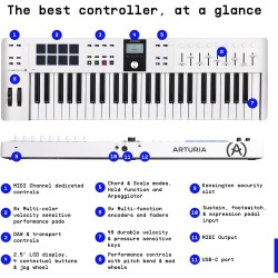 ARTURIA KeyLab Essential 49 Mk3 White - TASTIERA MIDI USB 49 TASTI BIANCA