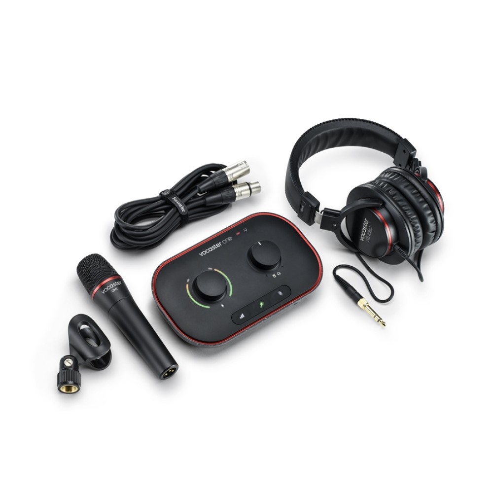FOCUSRITE Vocaster One Studio - BUNDLE CON INTERFACCIA AUDIO USB C 1 IN E 2 OUT, MICROFONO, CUFFIA, CAVO XLR