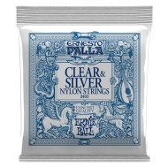 ERNIE BALL 2403 Clear & Silver Nylon String - MUTA CORDE IN NYLON PER CHITARRA CLASSICA SILVER WOUND 028/042