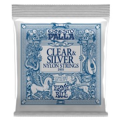 ERNIE BALL 2403 Clear & Silver Nylon String - MUTA CORDE IN NYLON PER CHITARRA CLASSICA SILVER WOUND 028/042