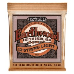 ERNIE BALL 2153 Earthwood Phosphor Bronze Acoustic 12 Strings - MUTA DI CORDE PER CHITARRA ACUSTICA 12 CORDE DA 009 A 046