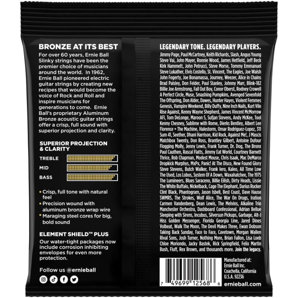 ERNIE BALL 2568 Aluminum Bronze Light - MUTA CORDE PER CHITARRA ACUSTICA LIGHT 011/052