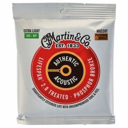 MARTIN MA530T Authentic Lifespan 2.0 Phosphor Bronze Extra Light - MUTA CORDE PER CHITARRA ACUSTICA EXTRA LIGHT 010/047