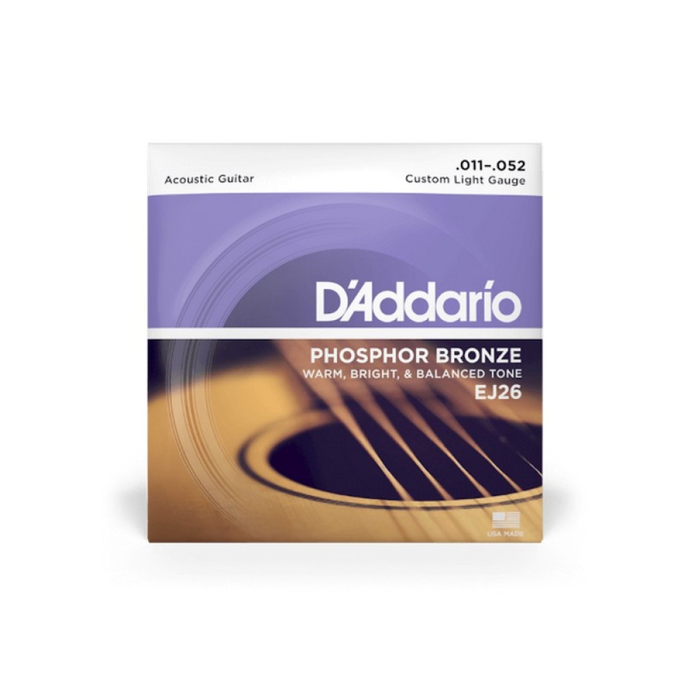 D'ADDARIO EJ26 Phosphor Bronze - MUTA CORDE CHITARRA ACUSTICA BRONZE WOUND CUSTOM LIGHT - 011/052