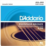 D'ADDARIO EJ16 Phosphor Bronze - MUTA CORDE PER CHITARRA ACUSTICA PHOSPHOR BRONZE WOUND LIGHT 012/053