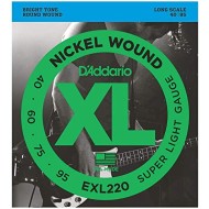 D'ADDARIO EXL220 Super Light - MUTA CORDE PER BASSO ELETTRICO A SCALA LUNGA NICKEL WOUND 040 / 095