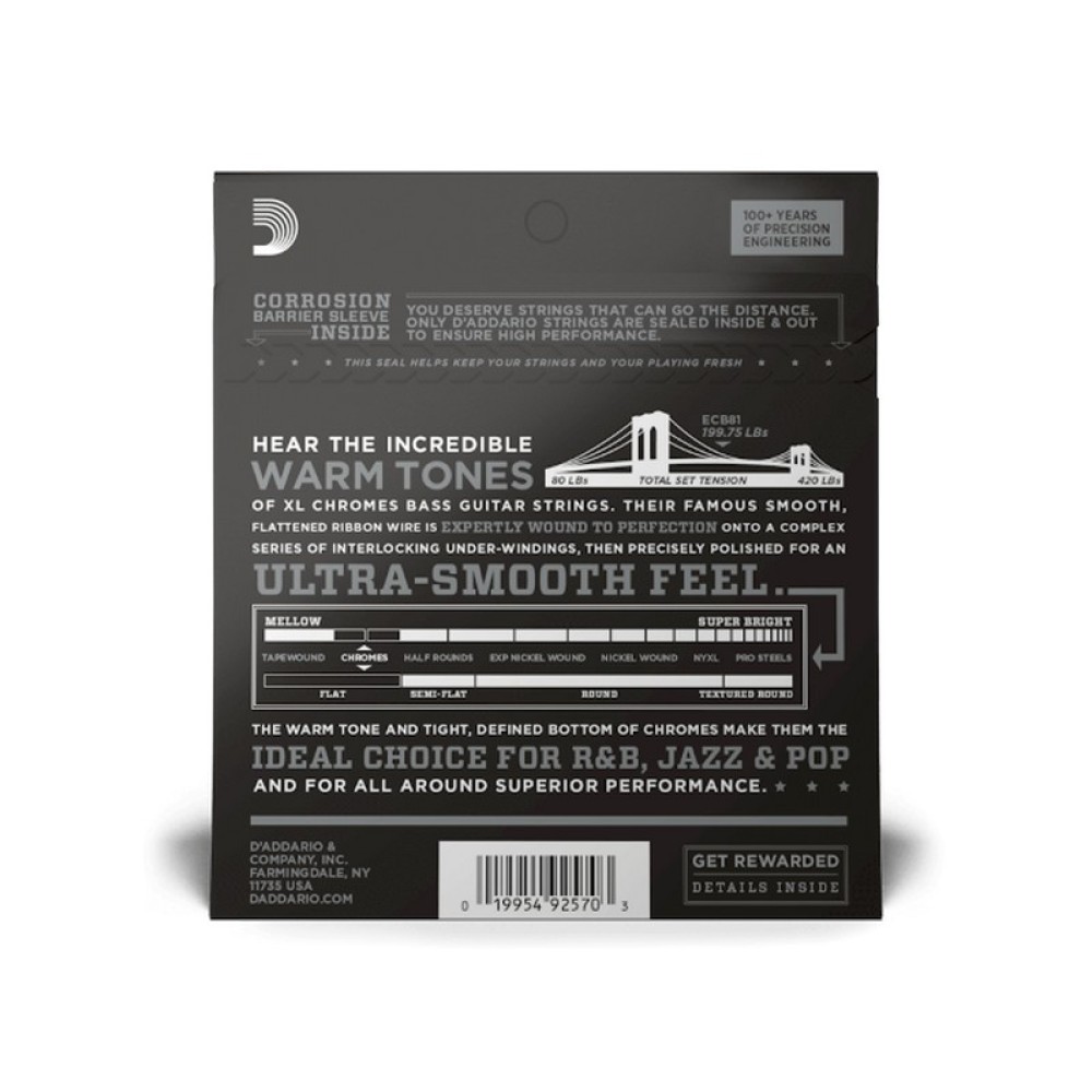 D'ADDARIO ECB81 MUTA CORDE PER BASSO FLATWOUND 045/100