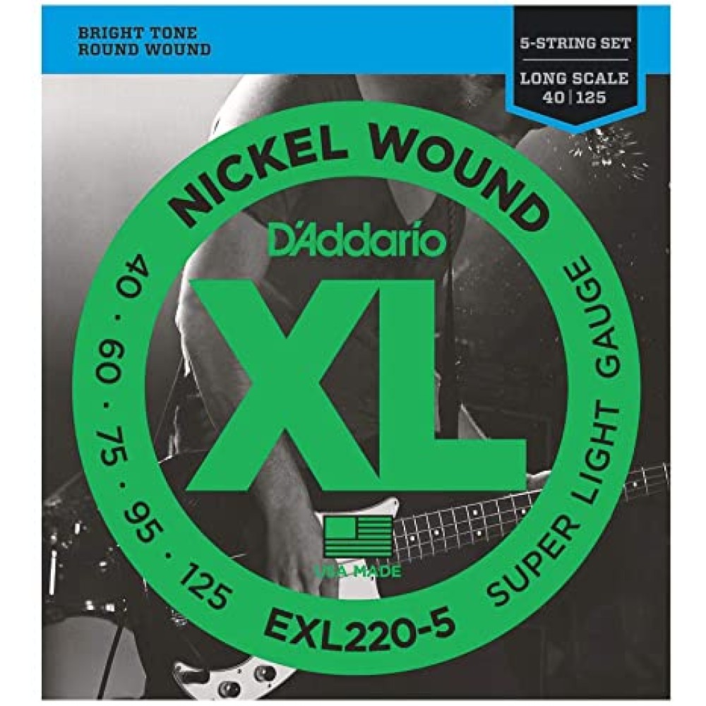 D'ADDARIO EXL220-5 Super Light - MUTA CORDE PER BASSO ELETTRICO 5 CORDE SUPER LIGHT 040 / 125