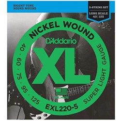 D'ADDARIO EXL220-5 Super Light - MUTA CORDE PER BASSO ELETTRICO 5 CORDE SUPER LIGHT 040 / 125