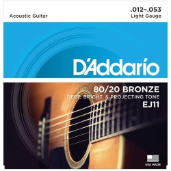 D'ADDARIO EJ11 - MUTA PER CHITARRA ACUSTICA 80/20 BRONZE WOUND LIGHT DA 012 A 053 