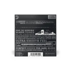 D'ADDARIO ECG24 Chromes Jazz Light - MUTA PER CHITARRA ELETTRICA FLAT WOUND 011/050