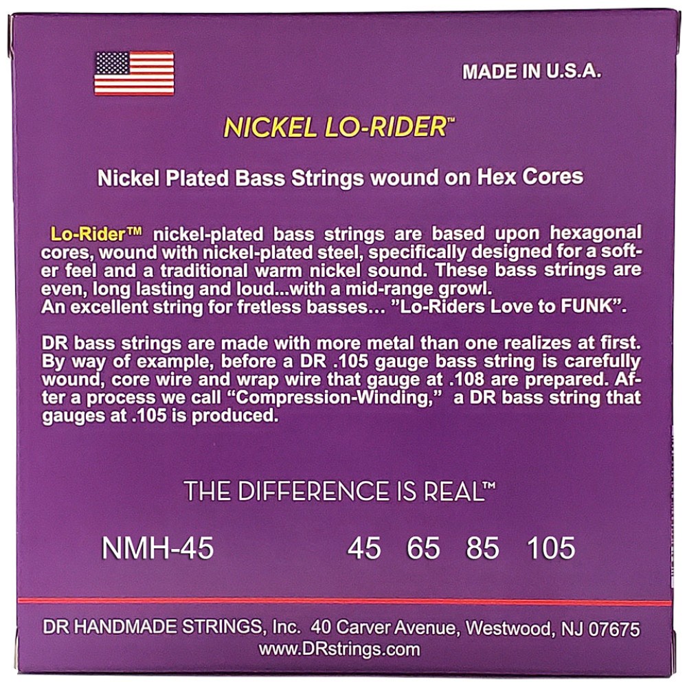 DR STRINGS Nmh 45 Nickel Lo Rider - MUTA DI CORDE PER BASSO