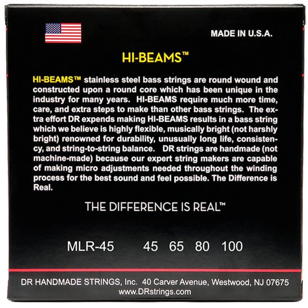 DR STRINGS MLR 45 Hi Beams - MUTA CORDE PER BASSO MEDIUM LIGHT 45/100