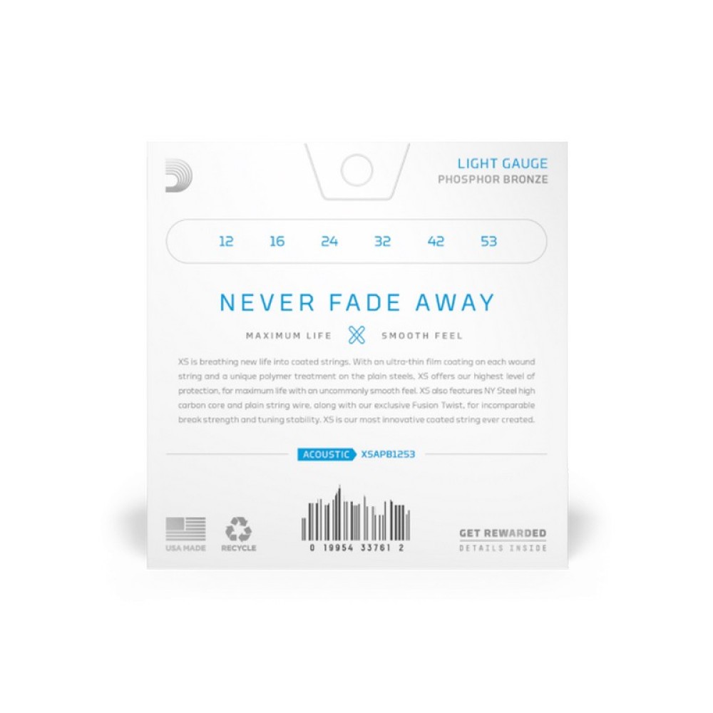 D'ADDARIO XSAPB1253 Light - MUTA CORDE PER CHITARRA ACUSTICA PHOSPHOR BRONZE LIGHT 012/053