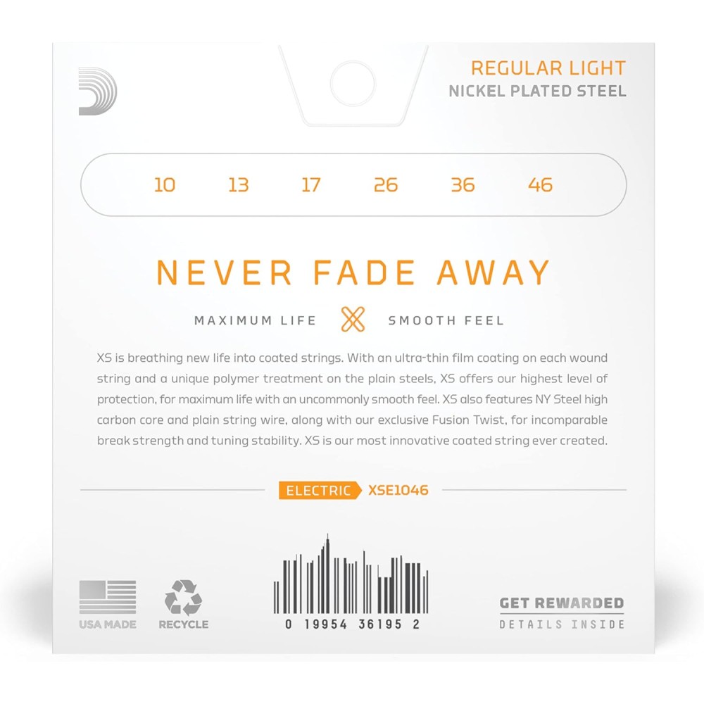D'ADDARIO XSE1046 Coated Electric Strings Regular Light - CORDE PER CHITARRA ELETRICA REGULAR LIGHT 010/046