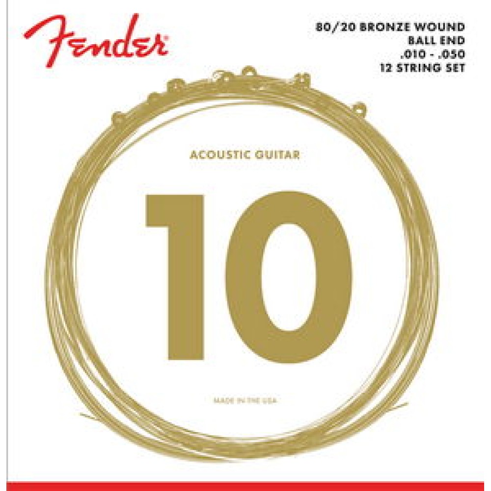 FENDER 70-12L 80/20 Bronze Acoustic Strings MUTA DI CORDE PER CHITARRA ACUSTICA 12 CORDE BRONZE 80/20 MISURA 010/050