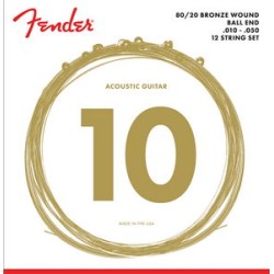 FENDER 70-12L 80/20 Bronze Acoustic Strings MUTA DI CORDE PER CHITARRA ACUSTICA 12 CORDE BRONZE 80/20 MISURA 010/050