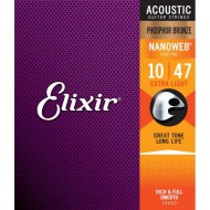 ELIXIR 16002 Nanoweb Extra Light Acoustic Phosphor Bronze - MUTA CORDE PER CHITARRA ACUSTICA PHOSPHOR BRONZE EXTRA LIGHT 010/047