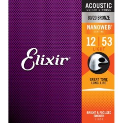 ELIXIR 11052 Nanoweb Light Acoustic Bronze - MUTA CORDE PER CHITARRA ACUSTICA LIGHT - 012/053