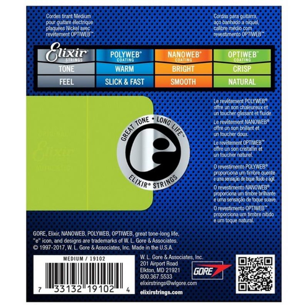 ELIXIR Optiweb 19102 Medium - MUTA CORDE PER CHITARRA ELETTRICA NICKEL WOUND 011/049