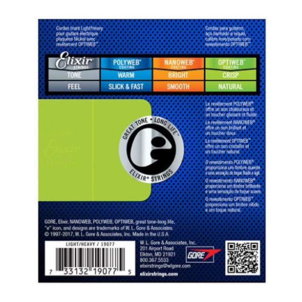 ELIXIR Optiweb 19077 Light Heavy - MUTA CORDE PER CHITARRA ELETTRICA NICKEL WOUND 010/052