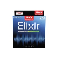 ELIXIR 3x Pack 16571 Electric Nickel Plated Steel Optiweb - PACK 3 MUTE DI CORDE PER CHITARRA ELETTRICA 09/42