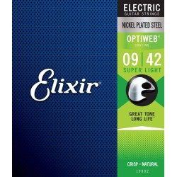 ELIXIR Optiweb 19002 Super Light - MUTA CORDE PER CHITARRA ELETTRICA NICKEL WOUND DA 009 A 042