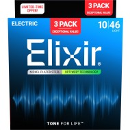 ELIXIR 3x Pack 16572 Electric Nickel Plated Steel Optiweb - PACK 3 MUTE DI CORDE PER CHITARRA ELETTRICA 10/46