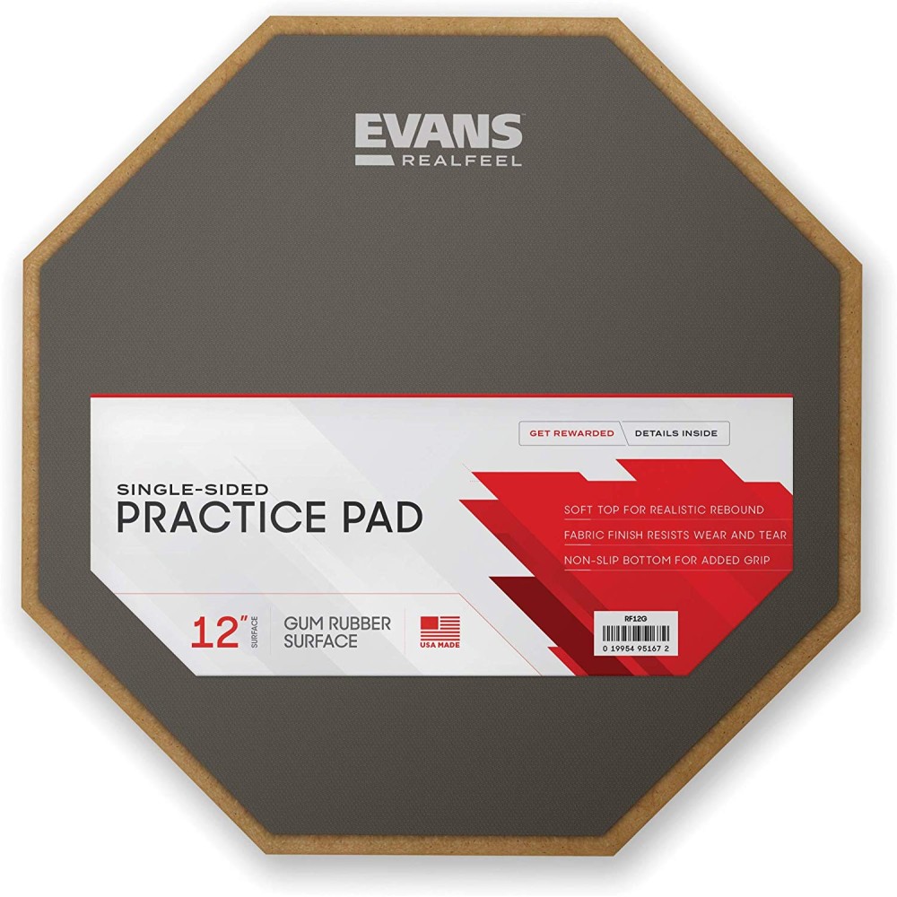 EVANS RF12G RealFeel Practice Pad - PAD DI ALLENAMENTO 12" CON SUPERFICIE IN GOMMA
